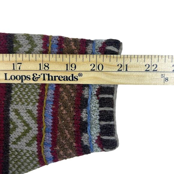 Vintage 90s Woolrich Wool Sweater L Fair Isle Floral Knit Hong Kong Boho Cottage - Picture 9 of 14